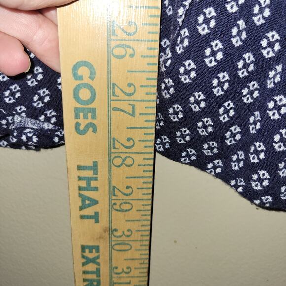 TOMMY HILFIGER Women's XL Top Blouse Navy & White Flowe Dot Sheer Lined Peasant - Picture 2 of 8